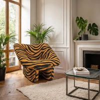Fauteuil d'appoint moderne et élégant haut de gamme, tissu rayé noir et blanc, chaises longues pour salon