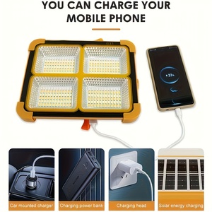 Projecteurs LED Solaires Portables IP66 en ABS pour Camping Extérieur, Urgences Domestiques, avec Batterie Rechargeable, Intensité Réglable, pour Éclairage Routier - Product Image 3