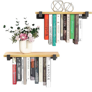 Estantería flotante de madera de 2 niveles, montaje en pared que ahorra espacio, para sala de estar, estudio, dormitorio, almacenamiento, organización de libros y revistas - Product Image 1