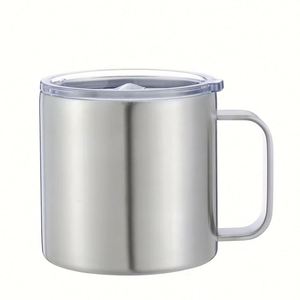 Gobelet à café isotherme en acier inoxydable à double paroi avec poignée et couvercle, personnalisable avec logo, pour le camping, 12 oz et 14 oz - Product Image 4