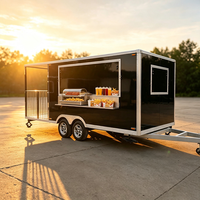 Cuisine mobile carrée pour la restauration, café, pizza, hot-dogs, barbecue, remorque de restauration rapide, camion de restauration à vendre aux États-Unis