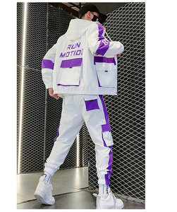 Tùy Chỉnh Người Đàn Ông Thời Trang Tracksuit In Chắp Vá Mỏng Túi Dây Kéo Áo Đặt Người Đàn Ông Của Bộ - Product Image 5