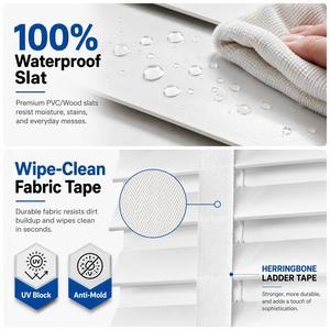 Persianas Venecianas Horizontales de PVC Blanco, Lamas de 50 mm, Cinta Adhesiva, Bloqueo de Rayos UV, Control de Privacidad, Integradas <span class=keywords><strong>para</strong></span> Dormitorio, Tamaño Personalizado, OEM, ODM - Product Image 4
