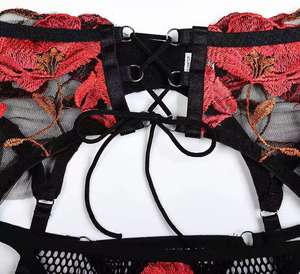 2026 Çok Satan Kadın Yüksek Kaliteli Seksi İç Giyim Bodysuit Seti Dantel Külot Tanga İşlemeli Çevre Dostu Nefes Alabilen 3 Parça - Product Image 6