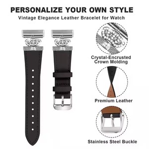 新しいファッション本革リストバンド <span class=keywords><strong>Fitbit</strong></span> <span class=keywords><strong>Versa</strong></span> 4 <span class=keywords><strong>Versa</strong></span> <span class=keywords><strong>3</strong></span> ウォッチ用 ラインストーン付きレザーストラップ - Product Image 5