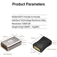 HDTV Extension Adapter HDTV 8K for HD-MI Female to Female Adapter Extender Converter HD 2.1V 8K 60HZ 4K60HZ
