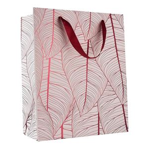 Luxury <b>Leaf</b> Design Gift Bags Durable Ribbon Handles Beautiful Present Bags Best for Birthday Wedding and Parties Paper Bag - Product Image 1