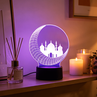 Multiple Styles USB Plug-in Eid Mubarak Festival musulman Lampe décorative Ramadan Ornement Maison Chambre Fête 3d Led Light