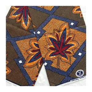 Modern style kente african wax prints ankara pattern 100% cotton cloth wax fabric garment