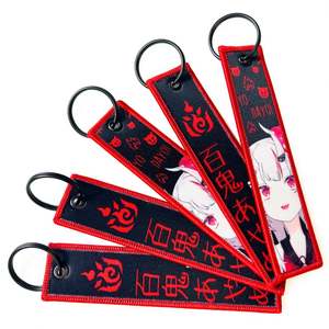 Porte-clés en tissu à motifs de dessins animés, étiquette de bagage, porte-clés brodé anime, porte-clés à impression par sublimation, étiquette de bagage jet tag - Product Image 1