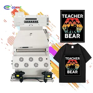 Cowint automation t shirt digital printing machine 2 head i3200 24inch roll transfer pet film sticker cloth fabric dtf printer