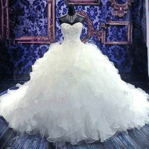 Strapless Ball Gown Wedding Dress White Ivory Tulle Ruffles Princess Tutu Skirt Natural Waistline Plus Size - Product Image 1