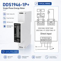 Medidor de Energía Monofásico para Riel DIN, Medidor Digital de Energía para Edificios, 100A, Conexión Directa, RS485, Modbus RTU, Pantalla LCD de 18 mm, 1DIN