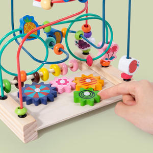 <span class=keywords><strong>Jouet</strong></span> en bois multifonctionnel pour enfants : perles à enfiler, reconnaissance des couleurs, éducation précoce, jeu éducatif parent-enfant - Product Image 5