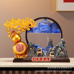 Nueva Figura de Arte Folclórico Esculpida en Resina Epoxi con Diseño de Paisaje de Calabaza China, Adorno de Arenas Movedizas para Sala de Estar, Mueble de TV, Entrada - Product Image 4