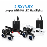 2.5X 3.5X Dental Headlights Magnifying Wearable Glasses Loupes With 5W LED Spotlight Headlight