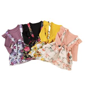 Ensemble de vêtements pour bébé fille avec motif floral, vente en gros, vêtements pour bébé fille nouveau-né, tenues de 3 à 24 mois, ensemble robe - Product Image 1