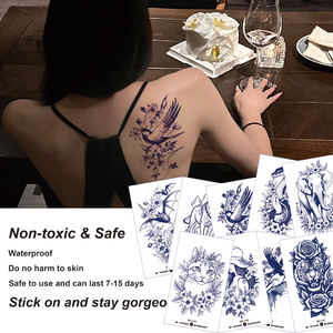 Tatuaje Semipermanente Realista de Animal Azul Oscuro para <span class=keywords><strong>Hombres</strong></span> y Mujeres, Material de Papel Herbal Impermeable, Duración de 2 Semanas, Resistente al Sudor - Product Image 2