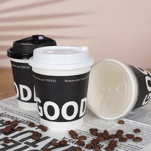 Einweg-Papierbecher mit individuellem Logo einzel- doppelwandig für heißen Kaffee Kaltgetränke Deckel mit Anpassung