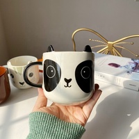 Tasse à thé en céramique écologique, 4 pièces, tasse à crème glacée avec oreilles d'animaux mignonnes
