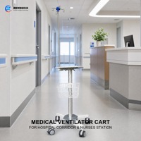 Chariot de ventilation médicale avec plateforme de montage réglable, crochets et panier pour USI, hôpital, clinique, vente en gros, OEM
