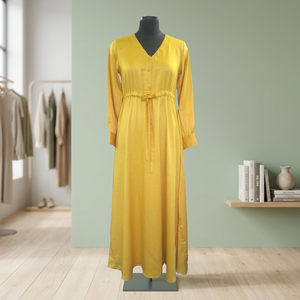 Robe musulmane Isamic Abaya thobe de prière en tissu fin avec le dernier design en manchette organique une robe jaune écologique - Product Image 3