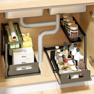 Controsoffitto organizzazione 2 livelli di scaffale angolare mobile portaspezie Area caffè sopra il lavello tavolo comò per cucina bagno - Product Image 6