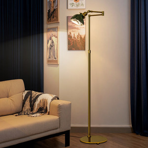 <span class=keywords><strong>Lampadaire</strong></span> sur pied en métal et verre, style vintage rétro, laiton vert côtelé, bras articulé, pour salon et chambre, vente en gros directe usine - Product Image 3