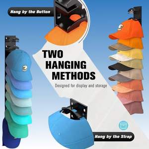 2 पैक मल्टीलेयर हैट रैक में 20 हैट मजबूत चिपकने वाली दीवार दरवाजा अलमारी 2 विकल्प कैप धारक टोपी के लिए टोपी आयोजक - Product Image 4