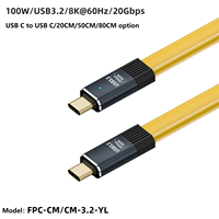 Kabel konverter Data pengisian daya cepat, kabel konverter Data pengisian daya Cepat 20CM 50CM 80CM FPC 8k 100W USB 3.2 Tipe C ke Tipe C