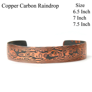 Handmade Vintage Damascus <b>Copper</b> Cuff <b>Bracelet</b>-Unique Mokume Gane Style Antique <b>Copper</b> Plated Geometric Pattern Adjustable - Product Image 3