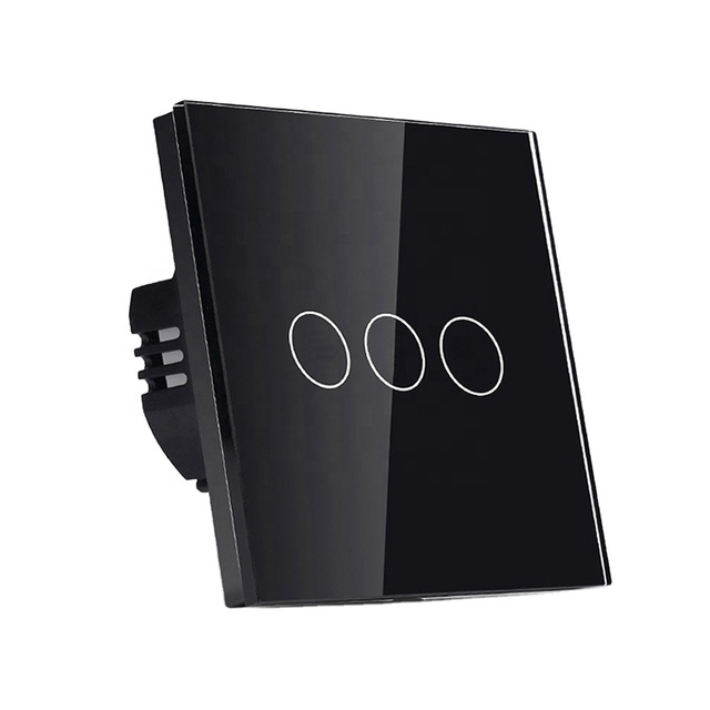 Touch on Off 3 Gang 2 Way Glass Touch Wall Switch 800w Powerful 10A Switch with 86mm Size