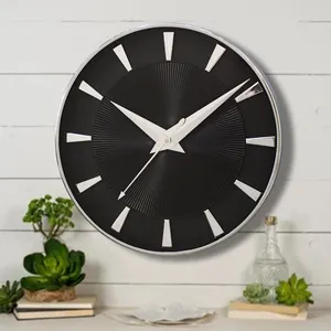 14 inç sıcak satış özel modern minimalist duvar saati dairesel metal kabuk dekoratif duvar saati oturma odası için
