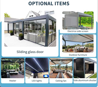 Pergola rectangulaire de jardin d'extérieur 3x3m, auvent, gazebo, poteaux en aluminium, lames en acier, supports inclus, terrasse, balcon