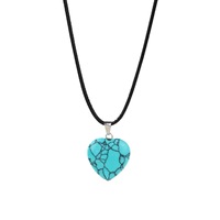 Collier pendentif cœur en pierre naturelle N154, cristal de guérison, cordon en cuir, pierre précieuse polie, bijoux spirituels Chakra Reiki