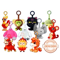 Cadeaux d'entreprise OEM/ODM écologiques, porte-clés en peluche en forme de mascotte animale de dessin animé, avec solution de personnalisation complète pour les jouets en peluche.