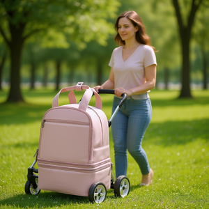 Sac à dos pour tire-lait rose clair, sac d'allaitement portable, capacité moyenne, fermeture éclair en nylon, utilisation toutes saisons - Product Image 2