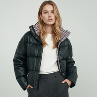 Chaqueta de Cuero QLYP de Invierno, Impermeable, Cortavientos y Transpirable, Tallas Grandes, Diseño de Bufanda Corta, Manga Larga, Cuello Alto con Cremallera, a la Moda