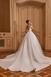 Robes <span class=keywords><strong>de</strong></span> mariée en satin blanc personnalisées en usine 2024, robes <span class=keywords><strong>de</strong></span> mariée <span class=keywords><strong>de</strong></span> luxe avec broderie <span class=keywords><strong>de</strong></span> champagne, dentelle florale, vestidos <span class=keywords><strong>de</strong></span> novia - Product Image 3