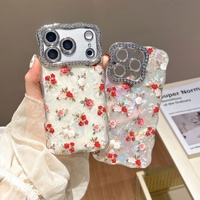 Coque de téléphone vintage à motif floral ondulé pour iPhone 17 Pro 17 PM, texture coquille, support intégré, protection antichoc et anti-chute