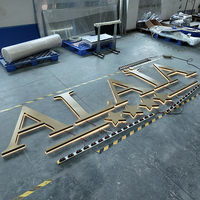 Lettres murales en métal 3D rétroéclairées en or avec logo d'entreprise personnalisé, enseigne lumineuse LED intérieure/extérieure, panneau publicitaire LED