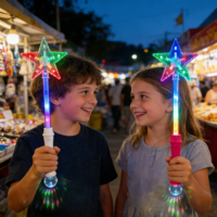 Accessoire de déguisement et de cosplay, baguette magique de princesse féerique, boule disco étoile scintillante, jouet lumineux portatif multicolore à LED clignotantes