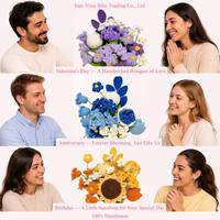 BH Buket Bunga Buatan Realistis Rajutan Tangan Berkualitas Tinggi Bunga Matahari Tulip Kain Poliester Modern Hadiah Sempurna