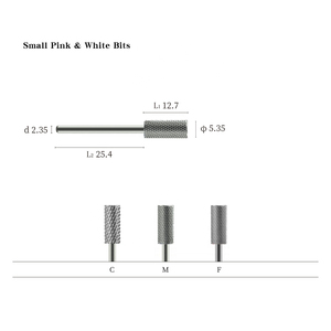 5.35mm Small Pink and White Tungsten Steel Carbide Nail <b>Drill</b> <b>Bit</b> 3/32 Inch Shank Acrylic Nail Manicure Salon Nail <b>Bit</b> - Product Image 4