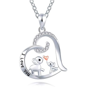 Nouveau collier romantique en alliage de zinc, pendentif maman et petit éléphant, <span class=keywords><strong>je</strong></span> <span class=keywords><strong>t</strong></span>'<span class=keywords><strong>aime</strong></span>, en forme de cœur, cadeau de mariage - Product Image 1