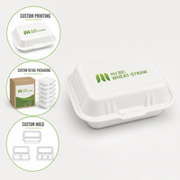 Boîte à hamburger carrée en bagasse de canne à sucre de 6 pouces, conteneur alimentaire jetable pour hamburger, sans PFAS
