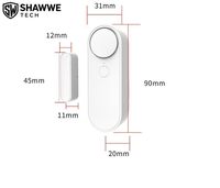 SHAWWETECH Tuya WiFi Capteur de contact magnétique pour porte et fenêtre, étanche en ABS, alarme antivol, alerte via application, volume réglable, portée facile 10-20m