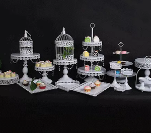 Decorazione elegante Set di supporto per <span class=keywords><strong>torta</strong></span> 6 pezzi supporto per Cupcake torte di frutta dolci piatto di <span class=keywords><strong>caramelle</strong></span> in metallo oro tavolo da Dessert Set - Product Image 5