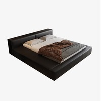 Lit de rangement moderne italien minimaliste en cuir véritable réglable, profil bas, style tatami japonais, luxueux, rembourré, écologique, double
