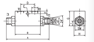 气缸中使用的液压PO止回阀VRDL VRSL VBPDE L VBPDEC VRDD VRSD VBPSE C单先导式止回阀 - Product Image 3